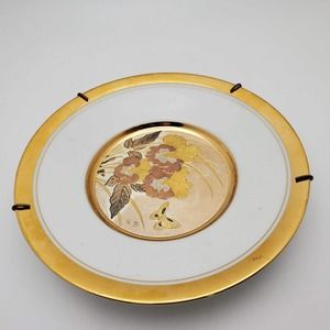 Vintage The Art of Chokin 6" 24kt Gold Edged Plate Butterfly Picture Plate